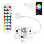 INDARUN Smart WiFi RGB Led Strip Light Controller + Remote Control 24 Keys Wireless for Multi Color Strip Lights, Compatible with Android/iOS Work with Alexa/Google Home