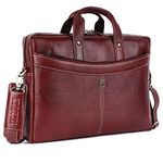 HAMMONDS FLYCATCHER Genuine Leather Office Bag for Men, 15.6 Inch Professional Laptop Bag for Men, Adjustable Strap and Multiple Compartments, Premium Leather Bag for Men - 1 Year Warranty - Brown