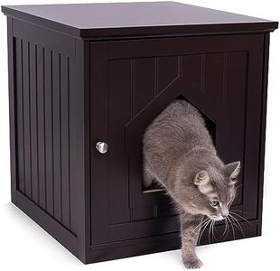 BIRDROCK HOME Cat Litter Box Furniture Enclosure - Hidden Kitty Litter Cat House with Hinged Door, Nightstand, Side Table & Pet Crate, Indoor & Outdoor Wood Cabinet for Small Cats and Dogs - Espresso