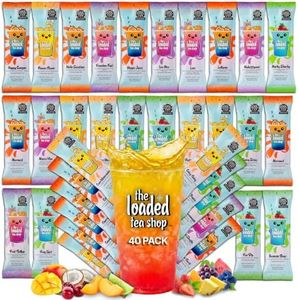 The Loaded Tea Shop Energy Drink Mix Sticks, 40 Pack, Variety Pack, Zero Sugar, Zero Calories, 200mg Green Tea Caffeine, No Artificial Colors or Flavors, Powder Packets with B Vitamins