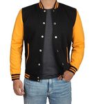 Mens Yellow and Black Varsity Letterman Jacket for Adult | [40020084] Plain Yellow Sleeves, L