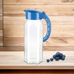 4All Glass Pitcher with Removable Lid Glass Decanters 1.5 Litre Glass Water Jug Juice Jug for Lemonade Milk Jug for Juice Tea Coffee Beverage Dispenser (Blue)