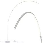 Brightech Sparq Arc Floor Lamp, Ultra Bright Lamp for Living Rooms & Offices – 3-Way Dimmable Smart, Tall Contemporary Standing Lamp for Reading in Bedrooms - Silver