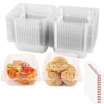 100 Pcs Cake Slice Boxes, 5.3 Inch Clear Cake Boxes with Sealing Stickers Square Individual Cupcake, Cake Boxes for Cake Portions, Muffins, Salad, Cheese