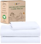 California Design Den Twin XL Sheets Set, 100% Organic Cotton Sheets - GOTS Certified, Percale Sheets- Soft, Crisp & Cooling Sheets, Deep Pockets, 3 Pc XL Twin Sheets, White Sheets for Dorm, Hospitals