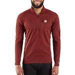 Carhartt Men's Force Tech Quarter-Zip Thermal Base Layer Long Sleeve Shirt Top, Fired Brick, Medium