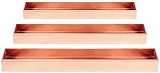 BestNest Long Copper Windowsill Plant Trays, 29" L, Set of 3