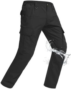 Qynthz Men's Tactical Pants Water Resistant Ripstop Cargo Pants Lightweight EDC Outdoor Hiking Pants 10 Pockets Work Pants Black 36W x 30L