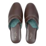 PAMIR Men's Genuine Leather Scuff Slippers with Soft Sole, Brown, US 9 M