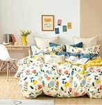 Decomizer Luxurious Glace Cotton Duvet Cover/Comforter Cover/Rajai Cover/Blanket Cover/Quilt Cover King Size 90"X100" Inches - Yellow Multiflower - Zipper, 180 Tc