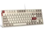 MageGee 75% Mechanical Gaming Keyboard with Red Switch, LED White Backlit Keyboard, 87 Keys Compact TKL Wired Computer Keyboard for Windows Laptop PC Gamer - White/Grey