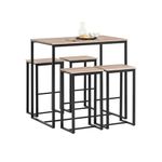 SoBuy OGT15-N, Bar Set-1 Bar Table and 4 Stools, Home Kitchen Breakfast Bar Set Furniture Dining Set, Black and Natural