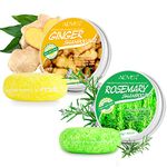 HXTMKT Shampoo Bar Ginger and Rosemary, Organic Ginger Shampoo and Rosemary Shampoo Bar for Hair Growth, Scalp and Hair Loss Treatment, Anti Dandruff Natural Shampoo Bars Set, 60g Each, 2