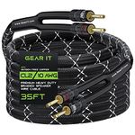 GearIT 10AWG Speaker Cable Wire with Gold-Plated Banana Tip Plugs (35 Feet) in-Wall CL2 Rated, Heavy Duty Braided, 99.9% Oxygen-Free Copper (OFC) - Black