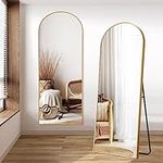 DESBING Arched Full Length Mirror, 64”x21” Floor Length Mirror with Metal Frame, Gold Full Body Mirror for Bedroom Living Room, Free Standing or Wall Mounted or Leaning Against Wall Body Mirror