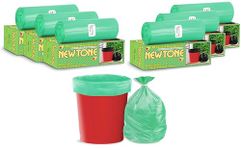 Newtone Premium Garbage Bags Size 19 X 21 Inches (Medium) 180 Bags (6 Rolls) Dustbin Bag/Trash Bag - Green Color