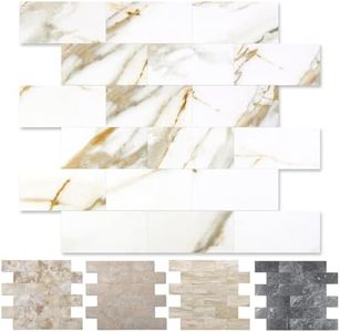 20-Pack Peel and Stick Tile Backsplash for Kitchen 12"X12" Thicker Wood Panel Stick on Backsplash for Bathroom Tile, Stair Decals, Laundry Table, Bedroom in Cala Golden