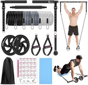 BBTOPS Pilates Bar Kit with Resistance Bands, Pilates Equipment Exercise Bar with Ab Roller for Abs Workout, Portable Home Gym Yoga Fitness Bar for Women & Men