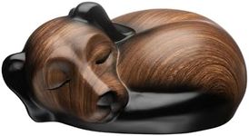 Kriss Art Pet Urns, Sleeping Resin Urn, Dog Urn for Ashes, Small Animal Urn (Black Walnut)..