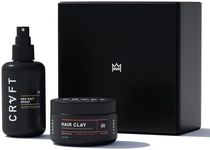 CRVFT Hair Clay 2.8oz + Sea Salt Spray 6oz Men's Bundle - Medium + Light Hold - Matte + Natural Finish - Volume + Texture + Prestyler - Stylist Approved - Scented