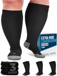 Doctor's Select 3 Pairs Plus Size Compression Socks Wide Calf - Up to 6XL | 20-30 mmHg Compression Socks for Women Wide Calf | Extra Wide Calf Compression Socks Women | Black