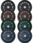 AMGYM Bumper Plates, 2-Inch Olympic Weight Plates for Weight Lifting and Strength Training, Pairs or Sets(190LB Set)