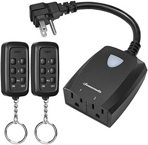 DEWENWILS Outdoor Wireless Remote Control Outlet, 2 Independent Control Sockets Weatherproof Electrical Remote Control Switch, 15A Heavy Duty with 2 Remote, 7 Inch Cord, 100 FT Range, FCC Listed