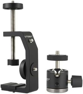 UTEBIT Super Clamp Mount with Mini Ball Head Mount, 1/4 Screw Hot Shoe Mount Adapter Camera Clamp Mount for Desk, Bicycle Gopro Clamp Mount Compatible for DJI Action 2/Insta360, Black (90mm)