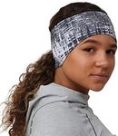 TrailHeads Print Headband | Ponytail Headband for Women | Ear Warmer for running and hiking - grey matrix