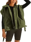 Yeokou Women's Fleece Vest Casual Sleeveless Button Down Winter Warm Sherpa Jacket with Pockets(ArmyGreen-XL)