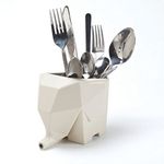 Cutlery Drainer Jumbo by Peleg Design Studio. Cream Color. Elephant Cutlery Holder - Unusual Gift for Cooking Lovers and Chefs. Cool Kitchen Gift.