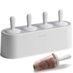 Popsicle Mold Set 4 Pieces Homemade Silicone Popsicle Maker Kid Easy Release Ice Cream Molds Reusable DIY Pop Molds (White)