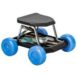Outsunny Garden Cart with Wheels, Garden Stool Trolley with Tool Tray, Rolling Garden Seat for Planting, Weeding, Blue