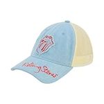 Concept One Rolling Stones Men's Trucker Hat, Lips Logo Adjustable Snapback Baseball Cap with Curved Brim, Denim, One Size