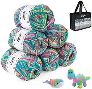 Hilos para Tejer A Mano,ilauke 6 * 50g Hilo de Tejer Hilo de Ganchillo,4 Capas Lana Gruesa Colorida con Bolsa de Mano,Hilo de Algodón para Ganchillo para Tejer Manualidades y Ganchillo DIY Craft