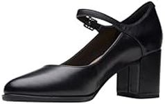 Clarks Premium Women's Freva55 Strap Pump, Black Leather, 4 UK