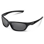 Duduma Polarised Sports Sunglasses for Men Fishing Running Golf Sunglasses for Men Women with UV Protection Du646(Black matte frame with black lens)