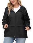 Plus Lightweight Raincoat Sports Jacket Women Waterproof Windbreaker Packable Hooded Fall Rain Jacket Black 5XL