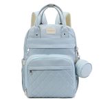 House of Quirk Diaper Bag Maternity Backpack, Baby Girl Boy Diaper Bag for Dad Mom with Pacifier Case, Unisex Large Diaper Bag for Travel (Duhoi Light Blue)