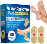 Wart Remover Pads, Maximum Strength One Step Bandages for Hands Neck Feet Fingers, Stays on All Day, 30 Treatments