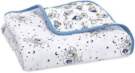 aden + anais Dream Blanket, Boutique Muslin Baby Blankets for Girls & Boys, Ideal Lightweight Newborn Nursery & Crib Blanket, Unisex Toddler & Infant Bedding, Shower Gifts, Mickey and Goofy Star Gazer