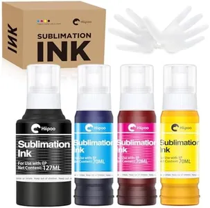 Hiipoo Sublimation Ink Refilled Bottles Compatible for ET2400 ET2720 ET2760 ET2750 ET4800 ET-2800 ET-2803 ET-2850 Inkjet Printers Heat Press Transfer on Mugs T-Shirts