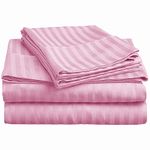 Bedding Begs 100% Organic Bamboo, Soft & Cooling, 4 Pices Bed Sheets(1 Flat Sheet and 1 Fitted Sheet 8" Deep Pocket with 2 Pcs Pillow Cover Set (17"x27") King Size Pink Stripe