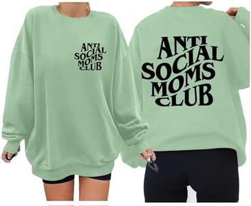 LOTUCY Crewneck Mama Sweatshirt Women Round Neck Casual Oversized Pullover Hoodies Long Sleeve Blouse Tops A-green