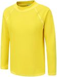 Moon Tree Big Boy Rash Guard Shirts for Kids Long Sleeve Swim Shirt UPF 50+ Sun Protetion Swimsuits Yellow Size 12/10-12 Years