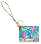 Lilly Pulitzer ID Card Case Keychain Wallet, Slim Credit Card Holder with Wristlet Strap, Golden Hour, Small,