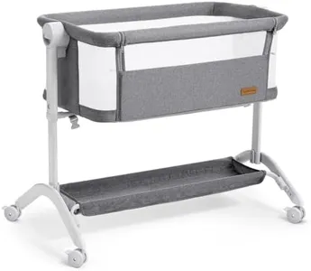 Taylengrow Baby Bassinet Bedside Sleeper - All-Mesh Design, Portable Bedside Bassinet for Baby with Washable Mattress, 5 Adjustable Heights (Grey)