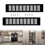 2Pcs Black 80mm x 400mm Aluminum Alloy Kitchen Air Vent Grille Cover Cupboard Vents Fridge Vent Louvred Wall Vent Grille Wardrobe Vents with Screw