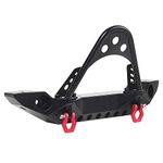 INJORA Front Bumper with Light for Traxxas TRX-4 Axial SCX10 & SCX10 II 90046, Black Metal,1/10 RC Crawler Car Parts