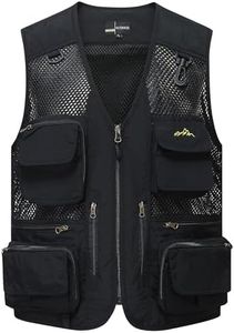 Flygo Men's Utility Cargo Vest Outdoor Fishing Safari Travel Work Photo Vest with Pockets, Black, Medium